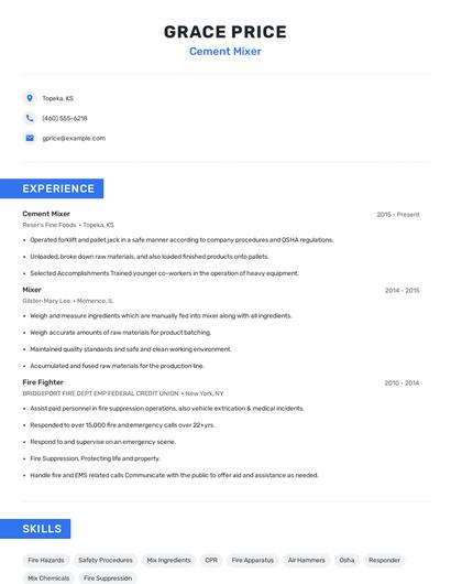 Cement Mixer Resume