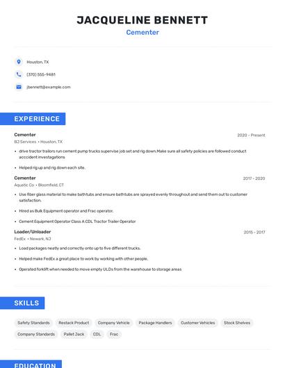 Cementer Resume