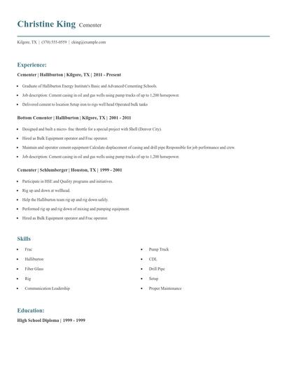 Cementer Resume