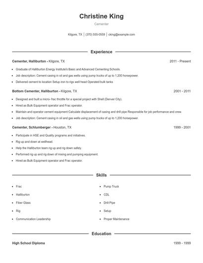 Cementer Resume