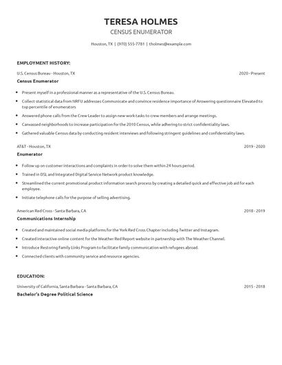 Census Enumerator Resume