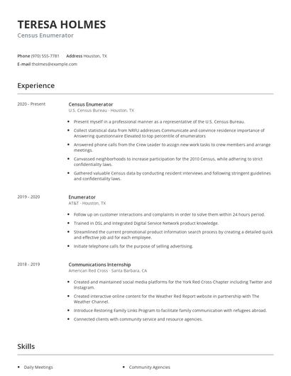 Census Enumerator Resume