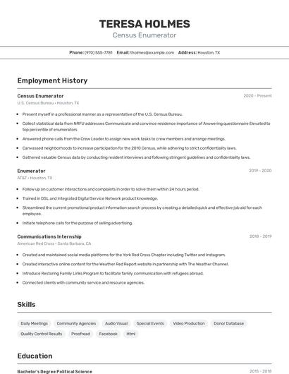 Census Enumerator Resume