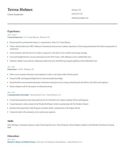 Census Enumerator Resume