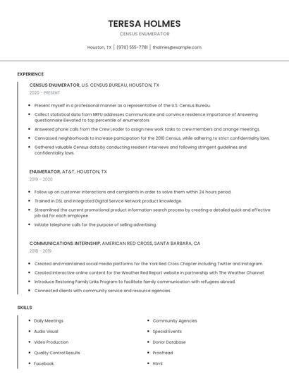 Census Enumerator Resume
