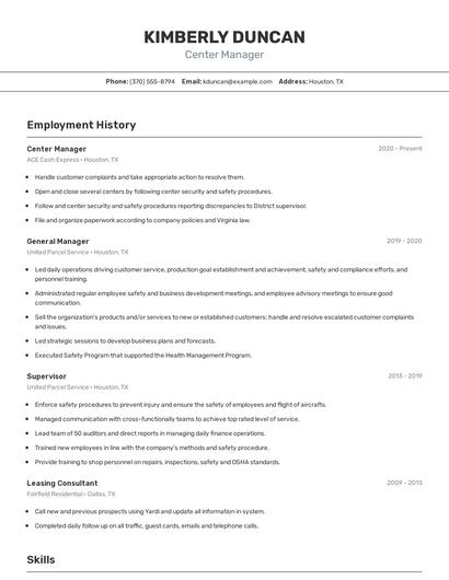 Resume example 2