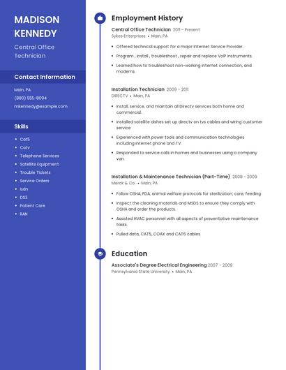 Central Office Technician Resume