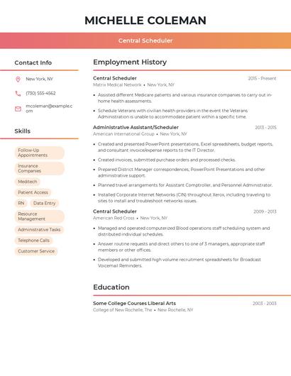 Central Scheduler Resume
