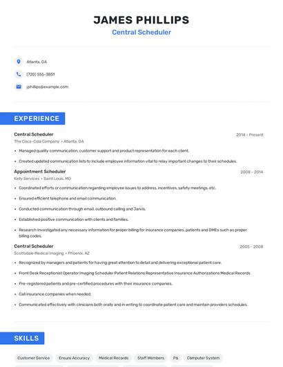 Central Scheduler Resume