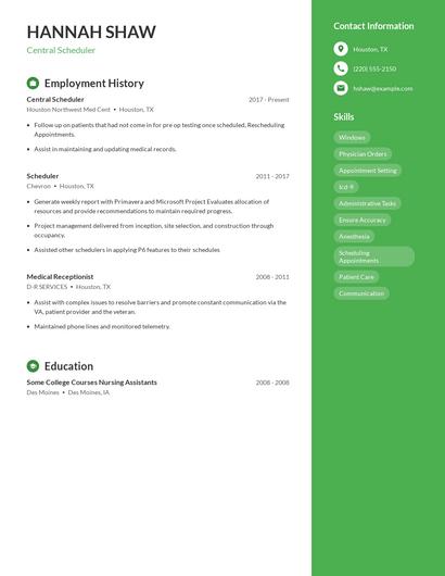 Central Scheduler Resume