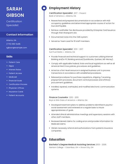 Certification Specialist Resume