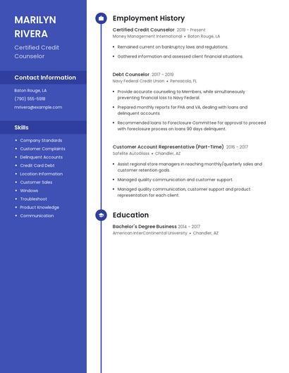 Certified Credit Counselor Resume