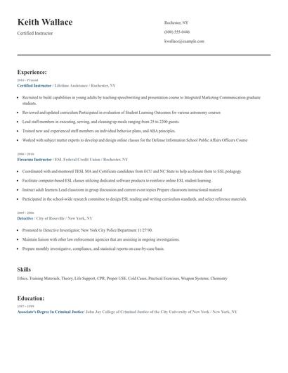 Certified Instructor Resume
