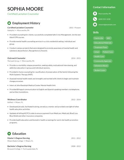 Certified Lactation Counselor Resume