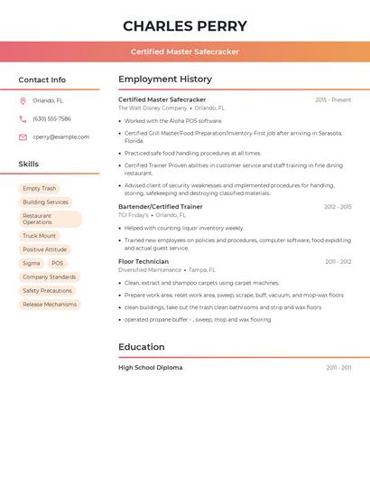 Certified Master Safecracker Resume