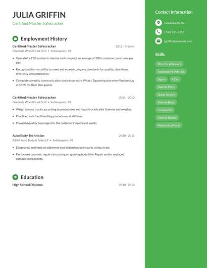 Certified Master Safecracker Resume