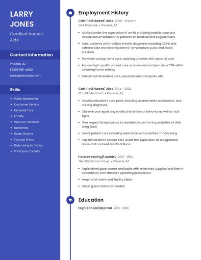 Certified Nurses' Aide Resume