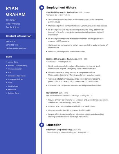 Certified Pharmacist Technician Resume