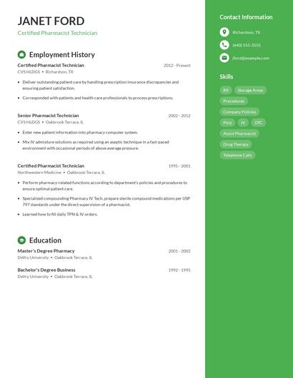 Certified Pharmacist Technician Resume
