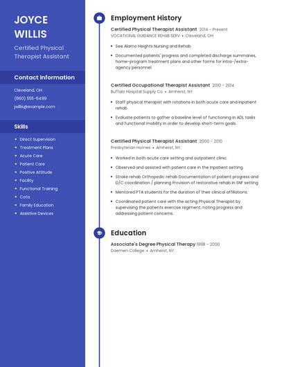 Certified Physical Therapist Assistant Resume