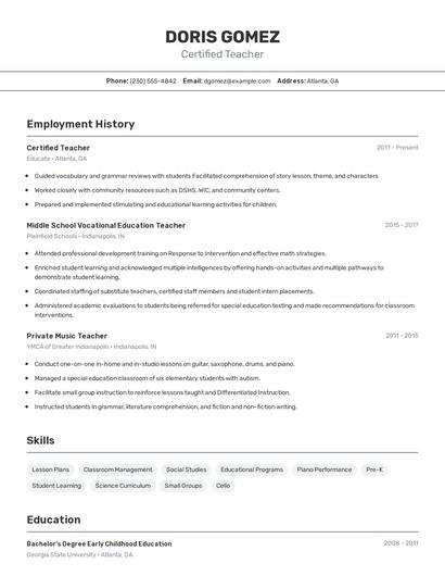 Resume example 2