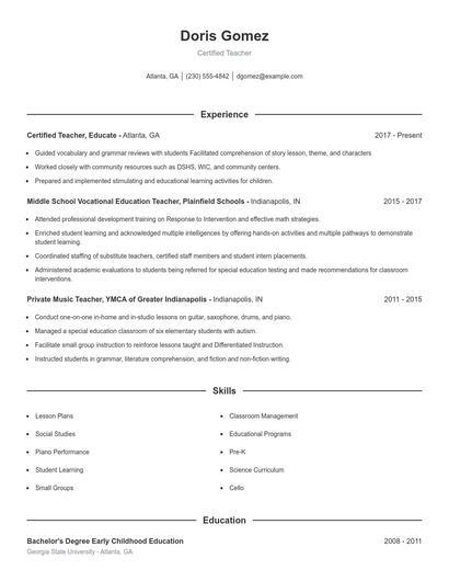Resume example 1