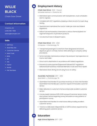 Chain Saw Driver Resume