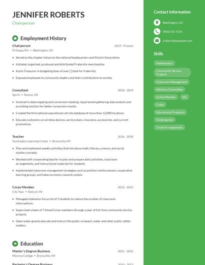 Chairperson Resume