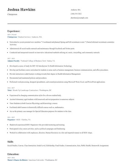 Chairperson Resume