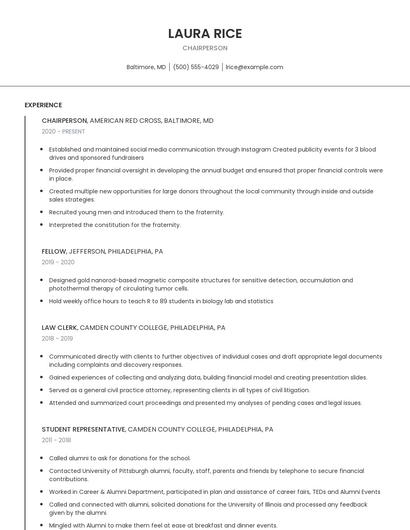 Chairperson Resume