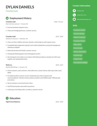 Chambermaid Resume