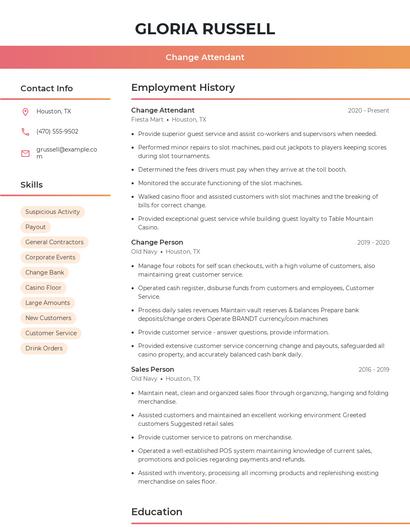 Change Attendant Resume