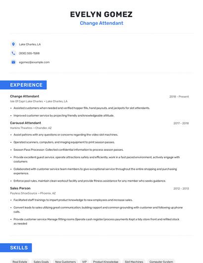 Change Attendant Resume