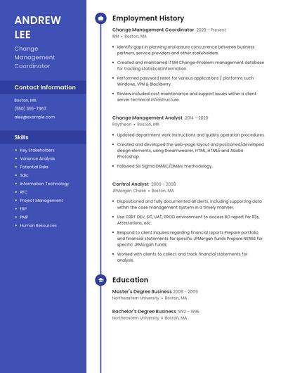 Change Management Coordinator Resume