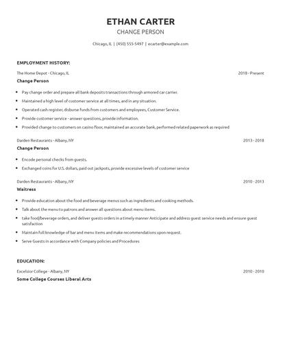 Change Person Resume