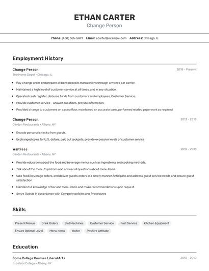Change Person Resume