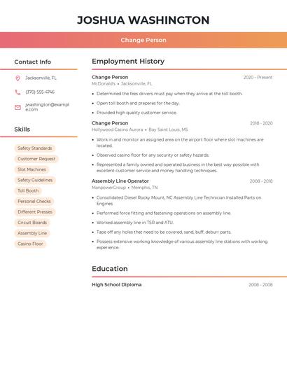 Change Person Resume