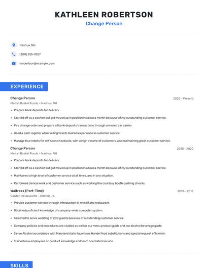 Change Person Resume
