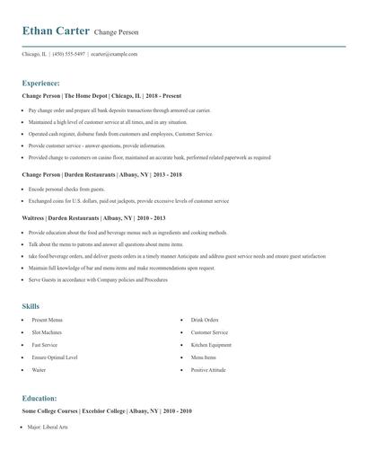Change Person Resume