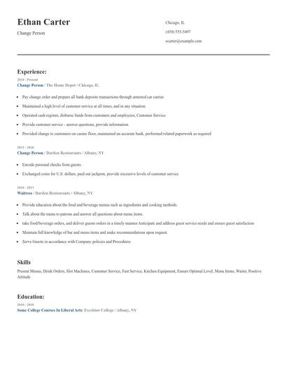 Change Person Resume