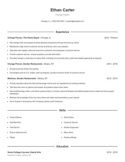 Change Person Resume