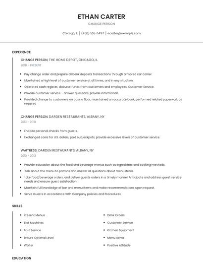 Change Person Resume
