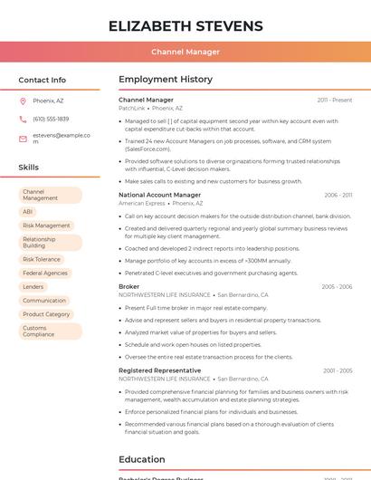 Channel Manager Resume