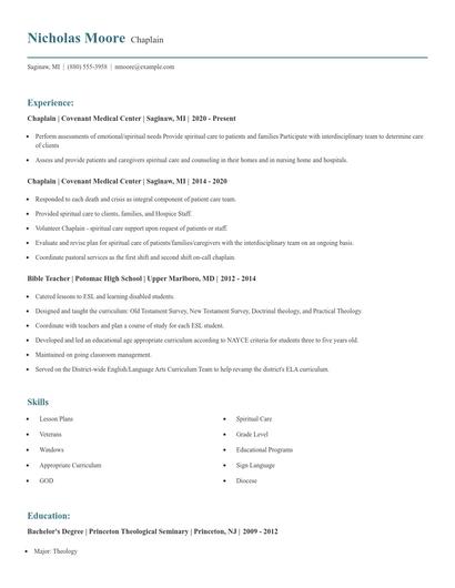 Chaplain Resume