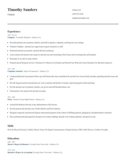 Chaplain Resume