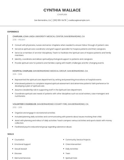 Chaplain Resume