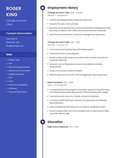 Charge Account Clerk Resume