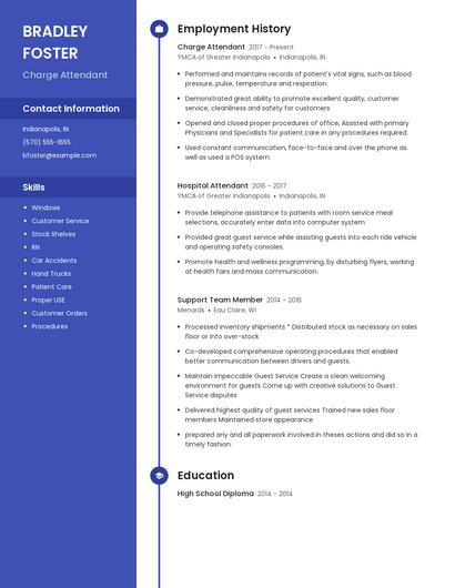 Charge Attendant Resume