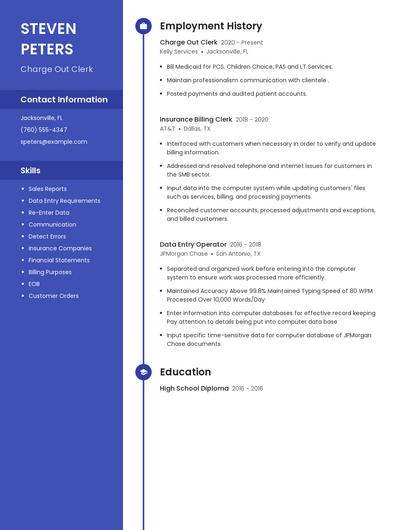 Charge Out Clerk Resume