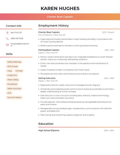 Charter Boat Captain Resume